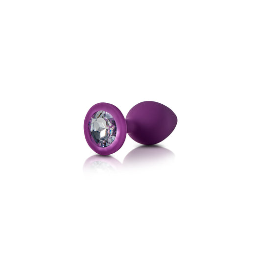 Jewelled Silicone Butt Plug Purple -Small